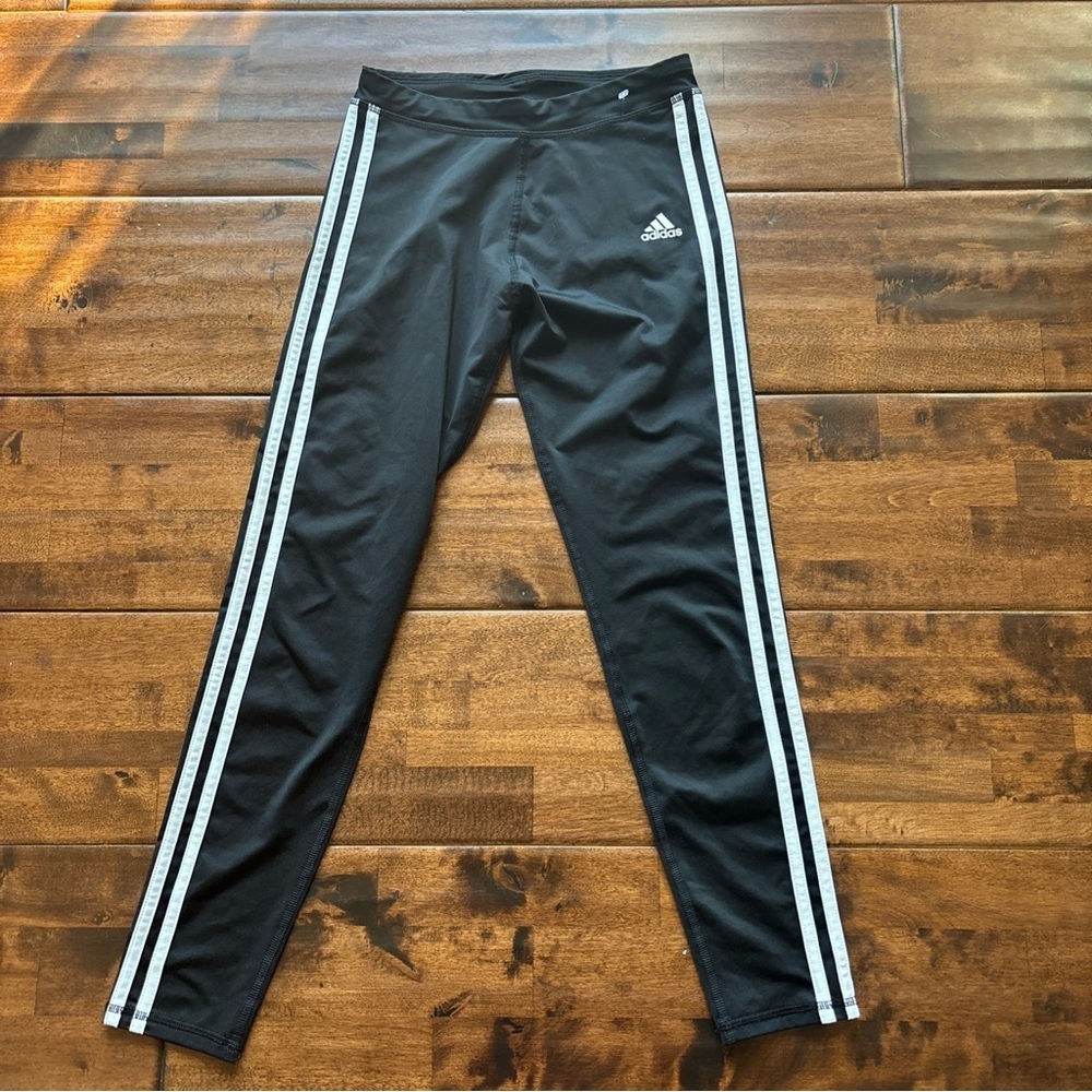 adidas Black Athletic Leggings with White Logos